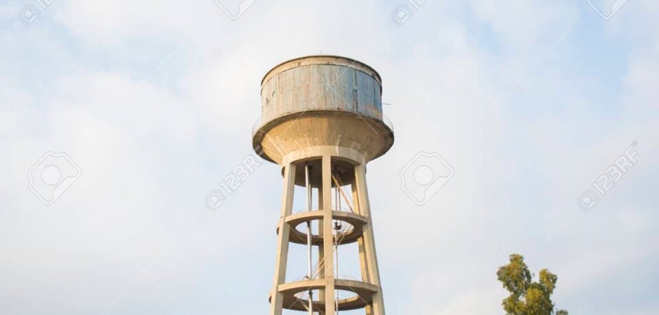 big water tank in village water supply
